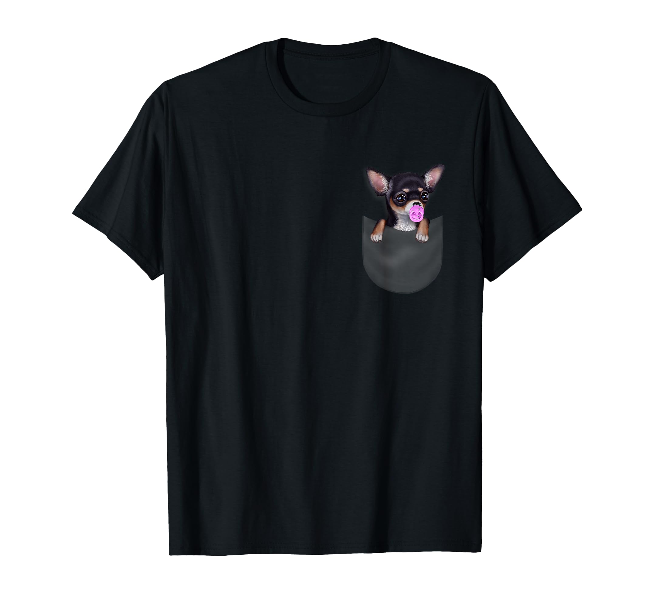 

Black Chihuahua Dog Pocket Pacifier T-Shirt