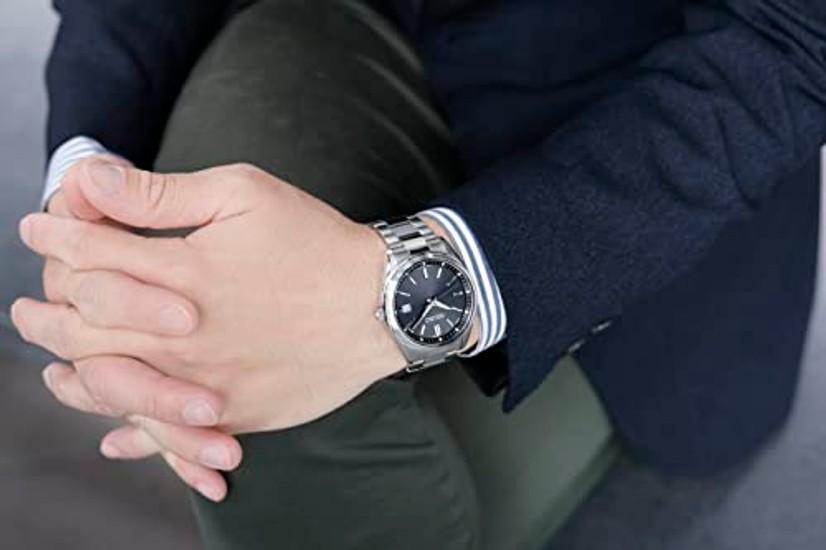 SEIKO SELECTION SBTM323 Męski zegarek wyprodukowany w Japonii zasilany energią słoneczną z radiową korektą daty i kalendarza, czarna tarcza, wodoodporność 10 ATM, stal nierdzewna.