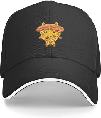 Cute Pizza Cat Embroidered Baseball Cap Polyester Adjustable Sandwich Brim Hat Casual