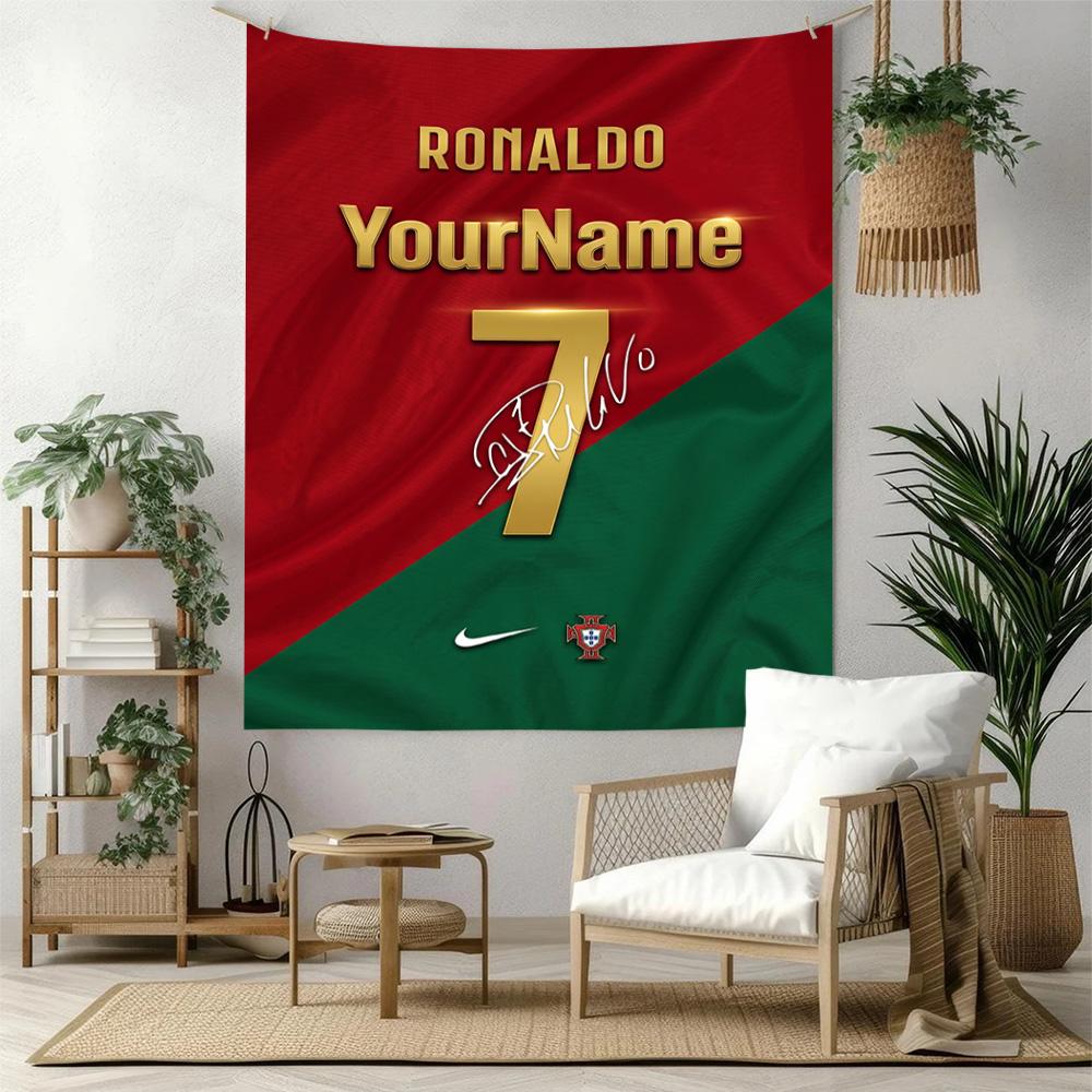 Cristiano Ronaldo Custom Your Name Wall Decor Tapestry Art For Pet Memorial Birthdaywedding Party Backdrop Family Gift