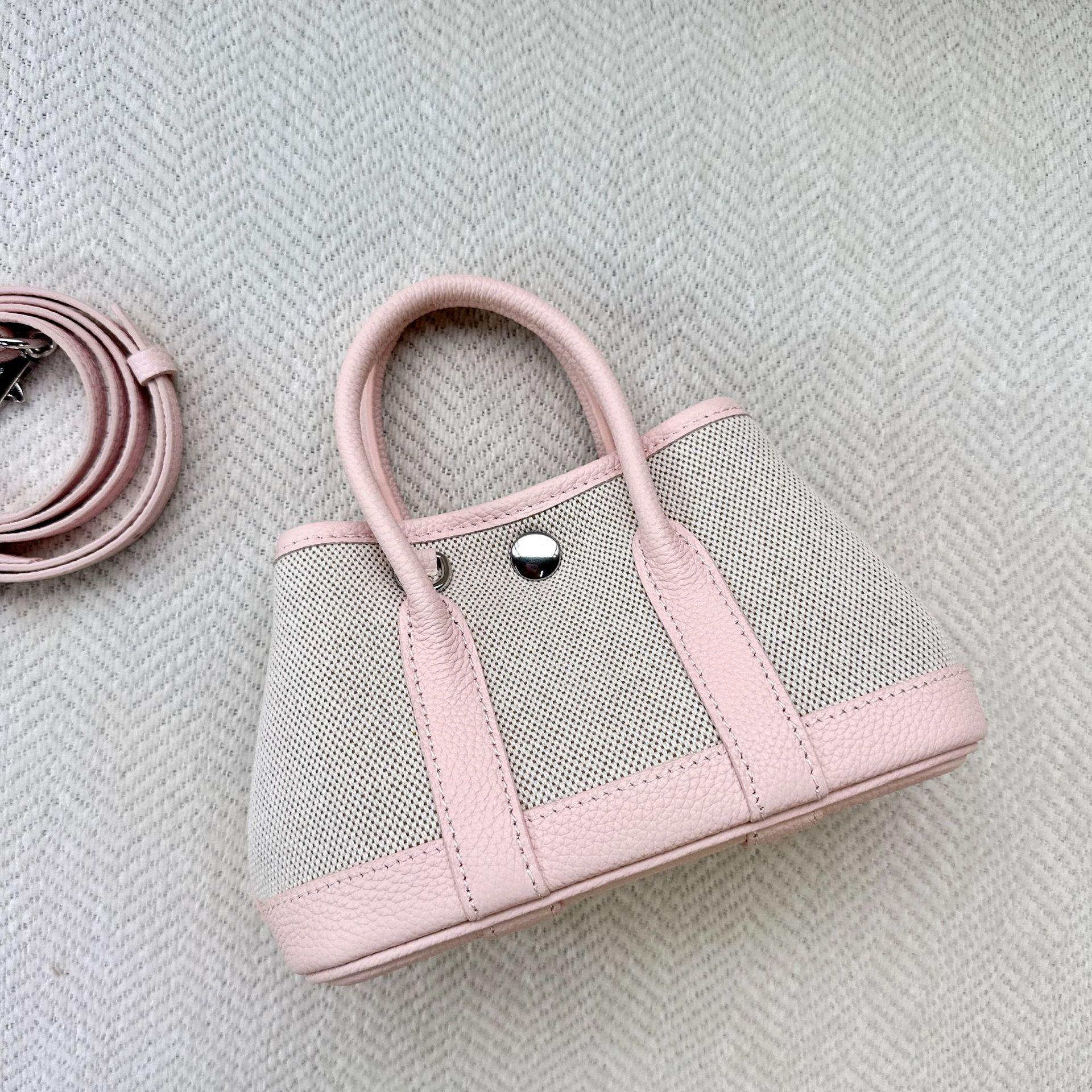 

2025 Новая мини-сумка из кожи и холста Neo+Kaeden Garden Bag, модная сумка через плечо на одно плечо для женщин 20x10x12cm розовый