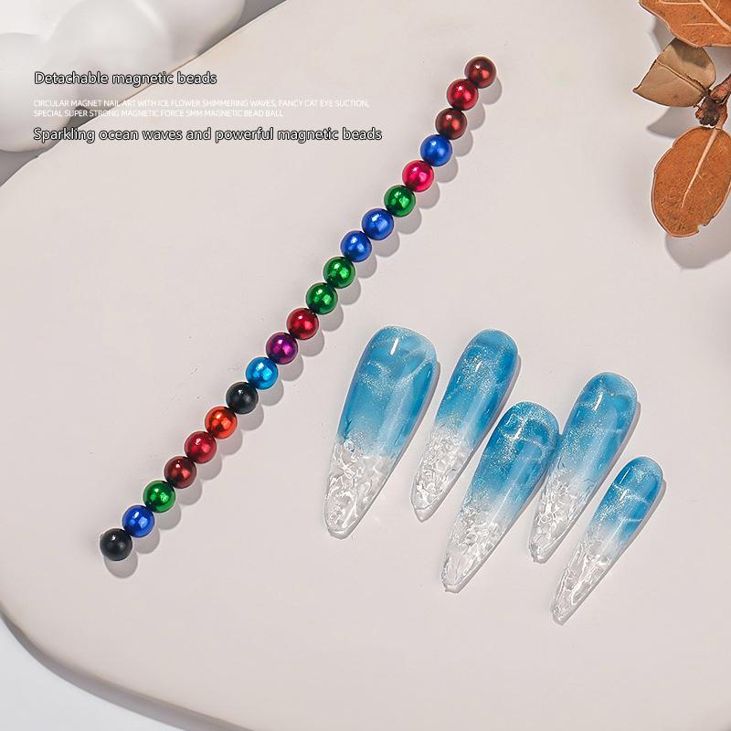 20Pcs/Set Multicolor Round Magnet Beads Multi-Function Nails Sparkling Flower Carving Cat Magnet For Gel Polish Design Accessor