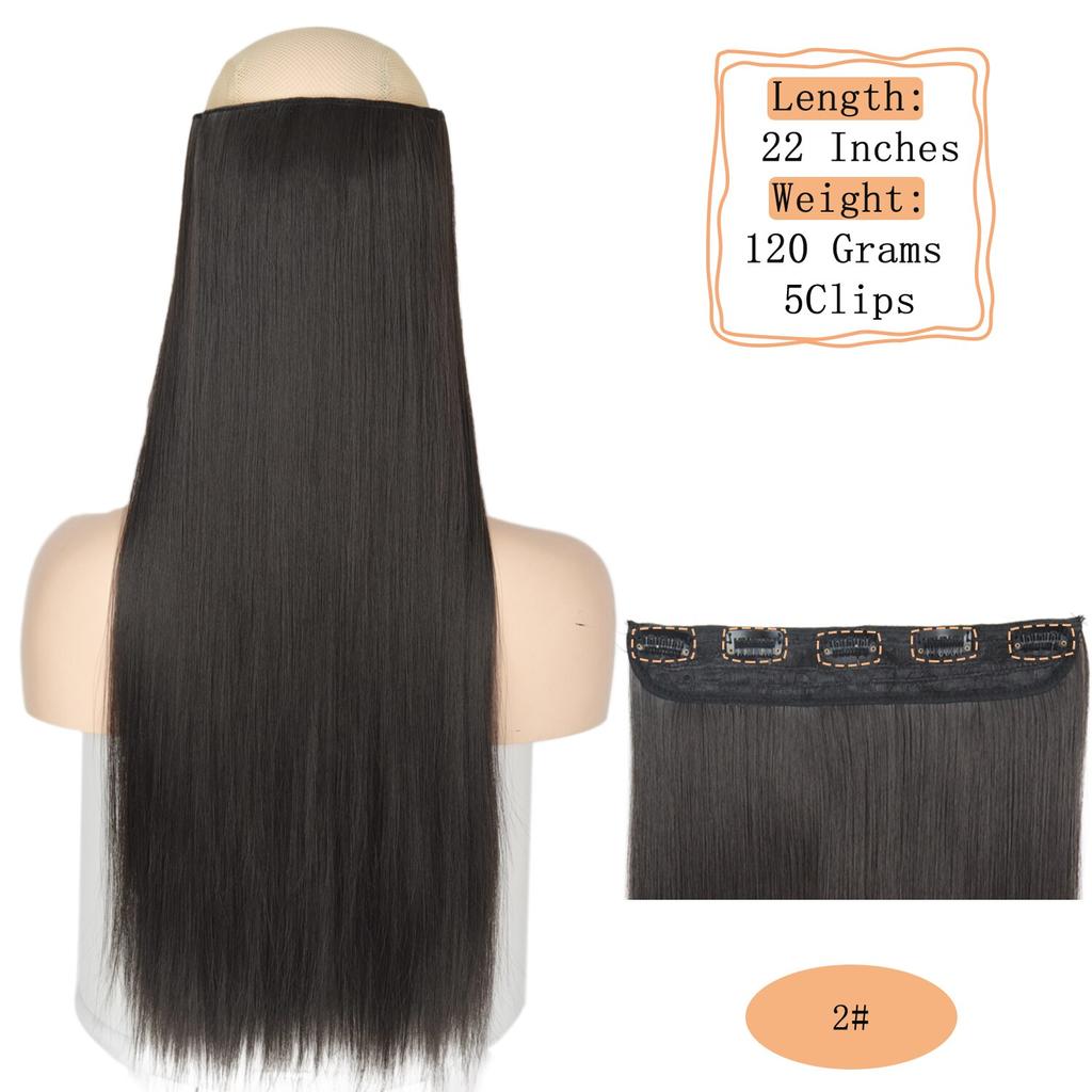 MERISIHAIR Langt rett syntetisk hårforlengelse 5 klips inn høytemperatur 22 tommer 120 g fiberhår for kvinner