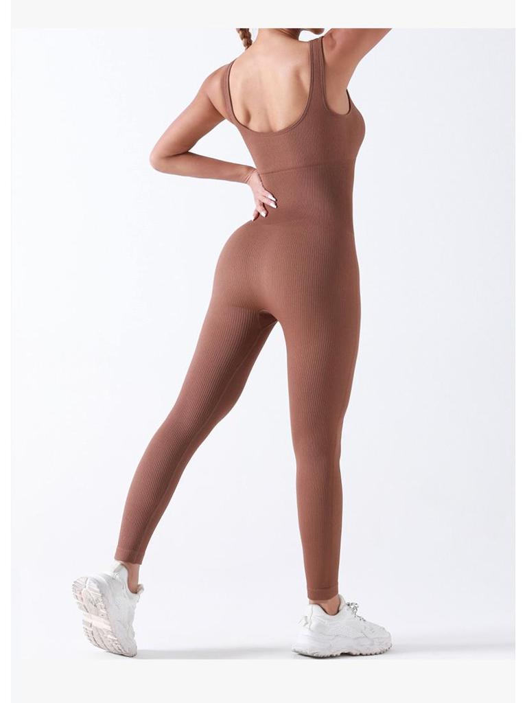 Žebrovaná bezešvá elastická kombinéza: Evropské a americké fitness jógové body