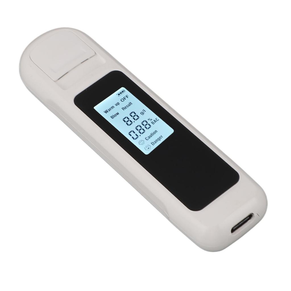 Alcohol Tester High Accuracy LCD Display USB Charging Portable Automatic Shutdown Breath Alcohol Tester for Home White