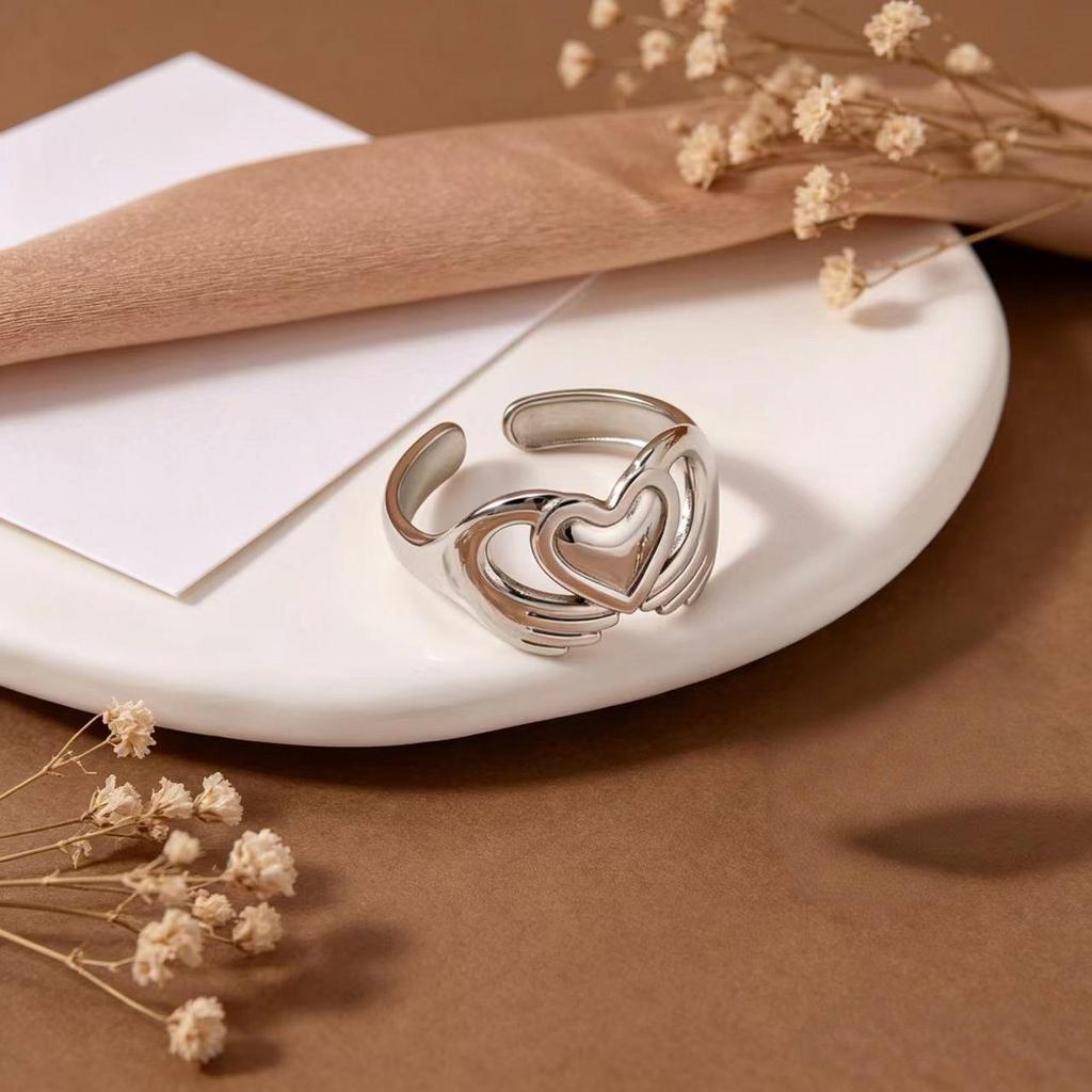 Zweifarbiger geometrischer offener Ring in Gold & Silber - Titanstahl Europäischer/Amerikanischer Stil