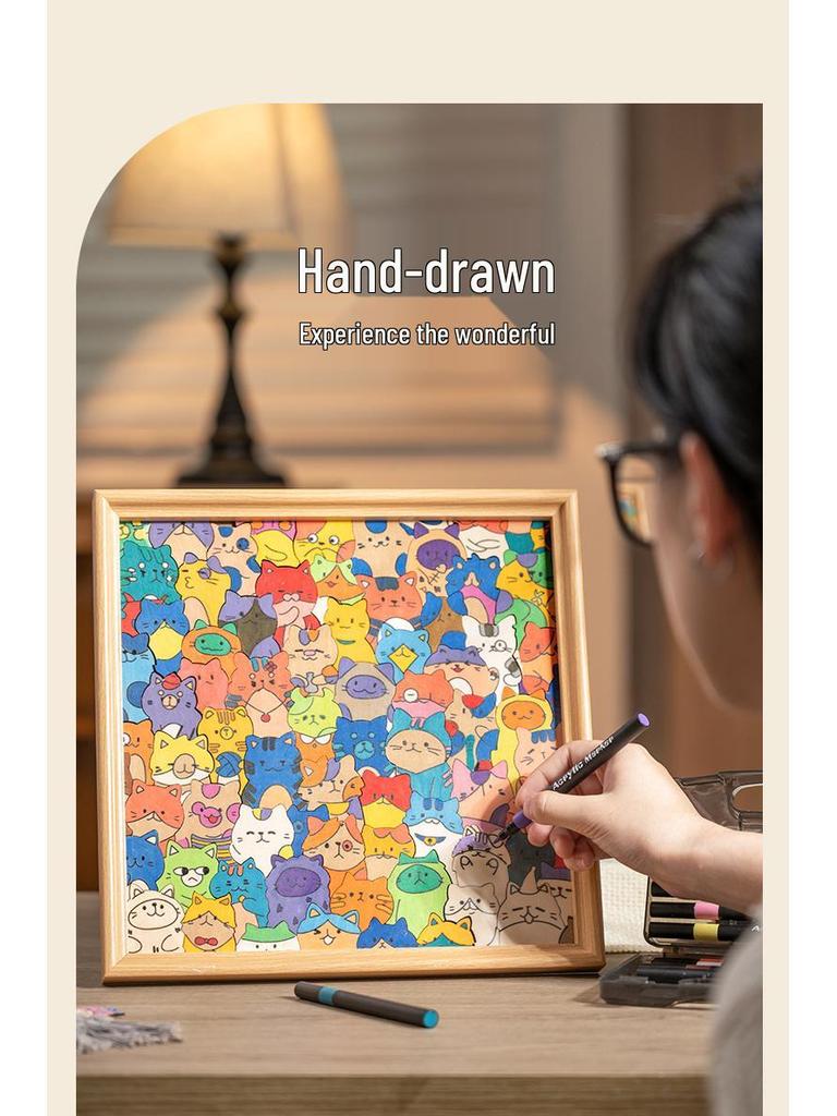 Handgefertigter Holz-DIY-Kätzchen-Fotorahmen: Graffiti & Mal-Puzzlebausteine Montage Geschenk