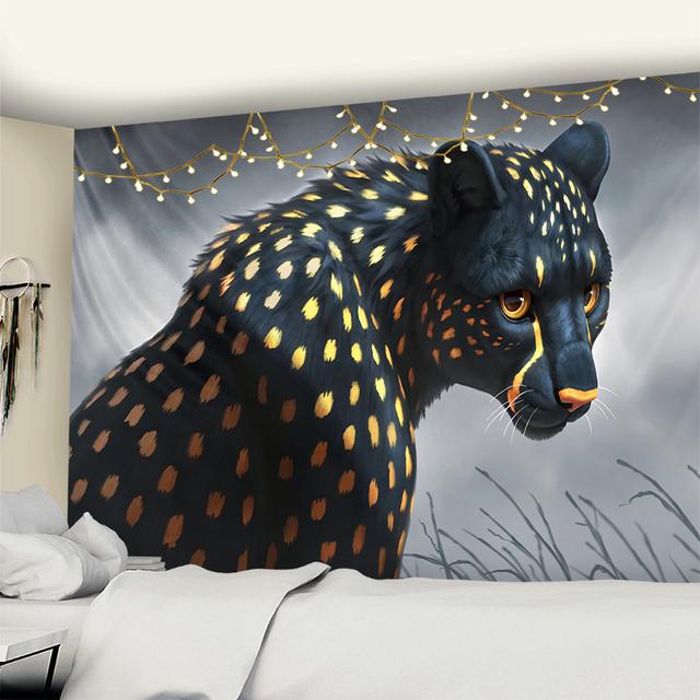 

Гобелен с изображением животных, настенный гобелен с изображением тигра и леопарда, психоделический тайный декор для спальни, гостиной 95x70cm