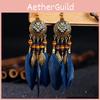 Retro Ethnic Alloy Earrings With Feather Embellishments For Women Summer Look
