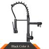 Rubinetto da Cucina Rozin Nero e Oro Rosa a Molla Estraibile Miscelatore Acqua Calda e Fredda Rubinetto a Cascata con Doppia Uscita Montaggio su Lavello