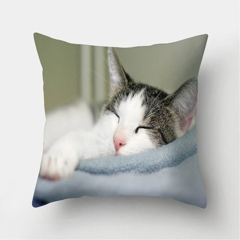 Cute Cat Print Decorative Cushion Pillowcase  Cover Pillow Sofa Living Room