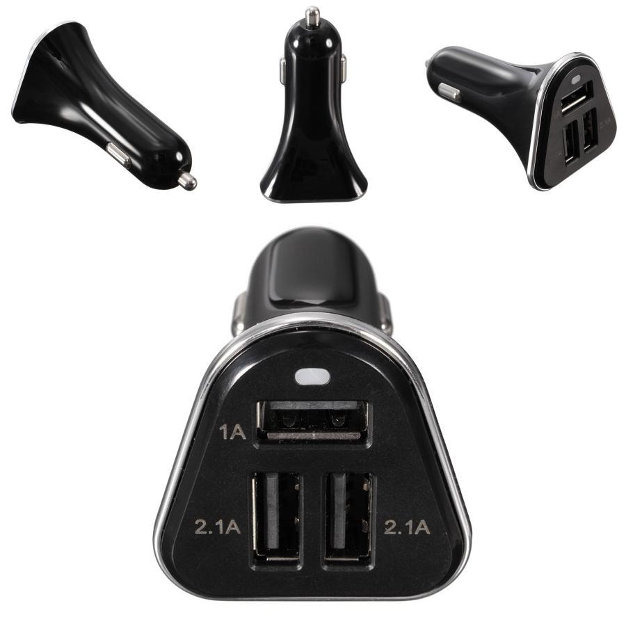 Premium 3 Port Car Charger Adapter With High-speed Usb Ports And Compact Design