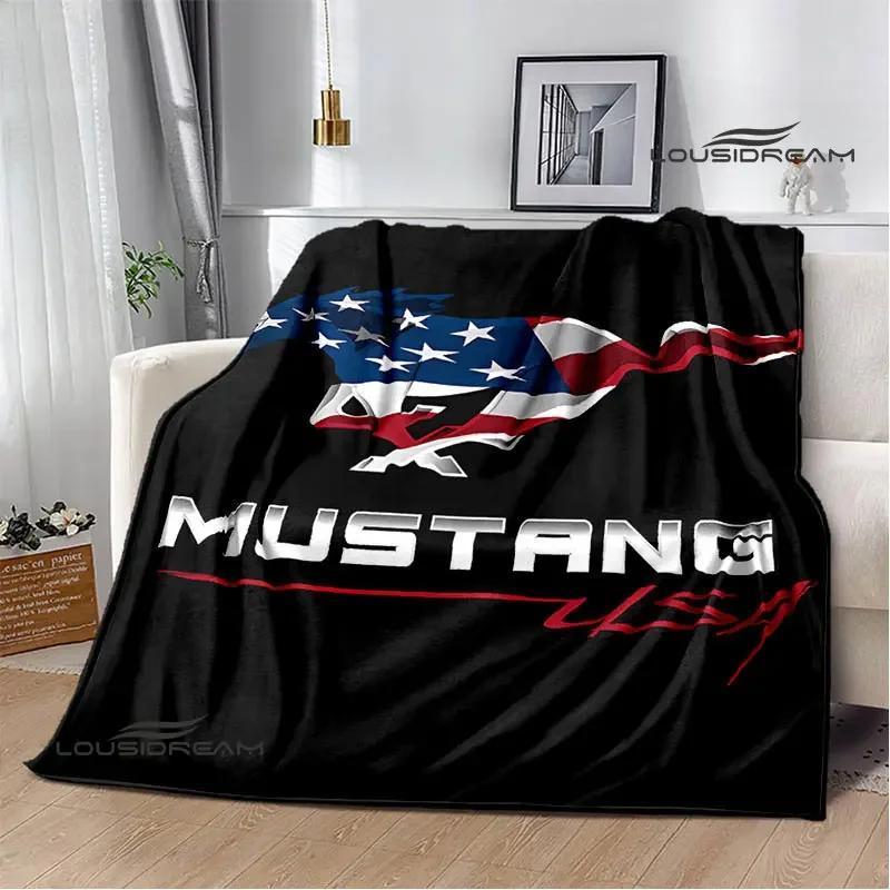 Mustang Car Logo Printed Blanket Flannel Blanket Warm Blanket Blankets for Beds Rainbow Blanket Picnic Blanket Birthday Present
