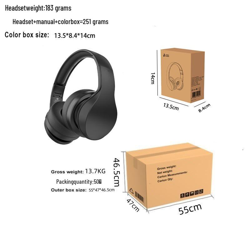 Type-C Wireless Bluetooth Over-Ear Gaming Headset with Heavy Bass Stereo Sound