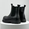 Neuankömmling Leder Herren Chelsea Boots Dicke Sohle Runde Zehenpartie Kurze Stiefel Winterbekleidung Botas Warme Plüsch Schneeschuhe Hohe Schuhe