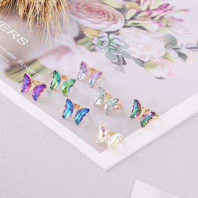New European American Gradient Butterfly Ring Female Ins Fashion Trend Elegant Temperament Hand Ornaments For Ladies
