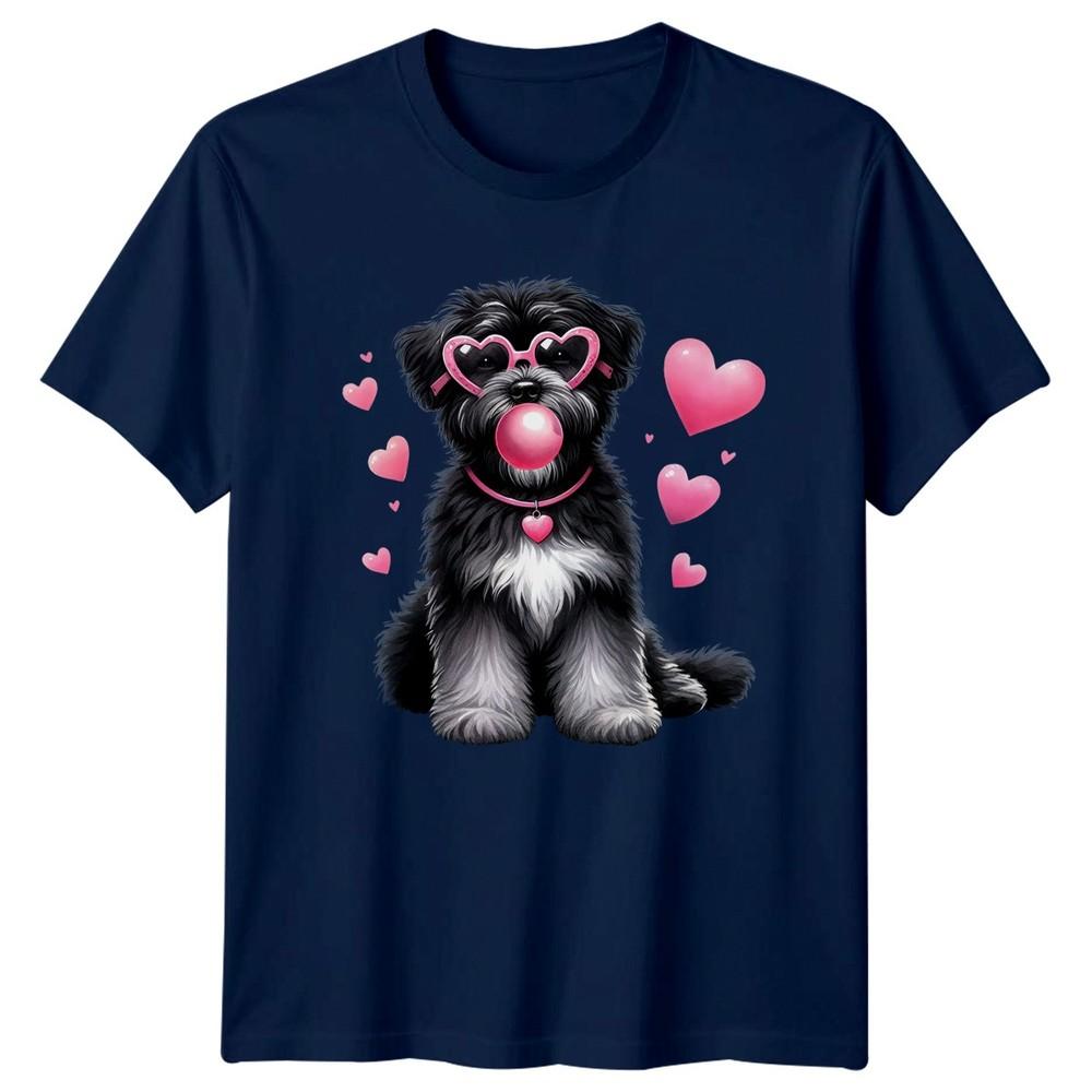 Fluffy Dog With Heart Glasses Bubblegum Dogs Animals Unisexs TShirt Unisexs Tee