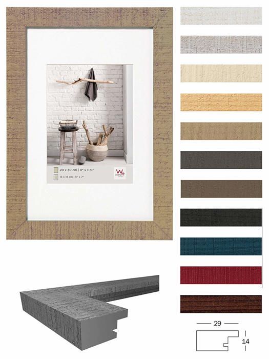 Cadre photo - walther - ho090n - bois massif - 60 x 90 cm - passe-partout biseauté