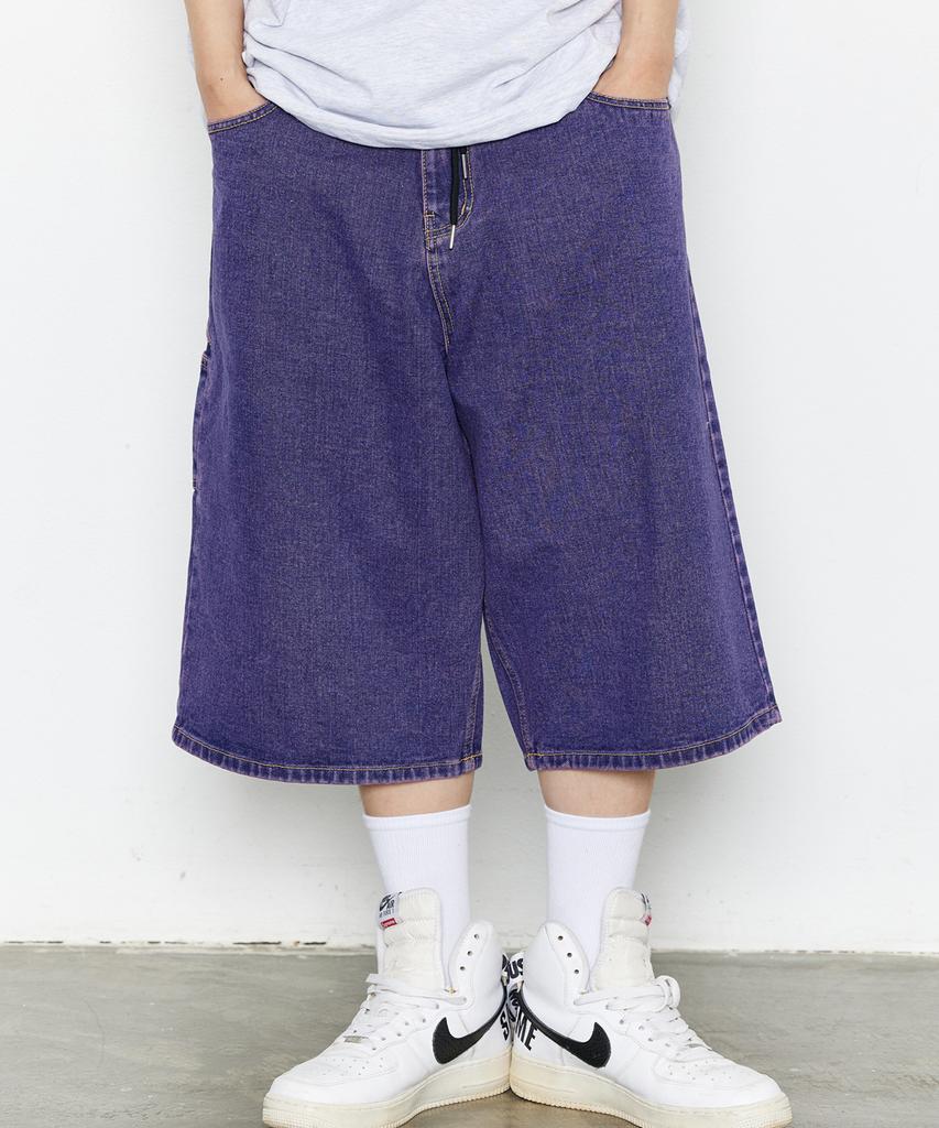 Bieseulaebis Carpenter Loose Fit Denim Shorts Purple