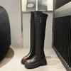 Knee Over Long Boots For Women  New Retro Round Toe Thick Soled High Boots With Thick Heels And Leather Buckle Elastic Boots