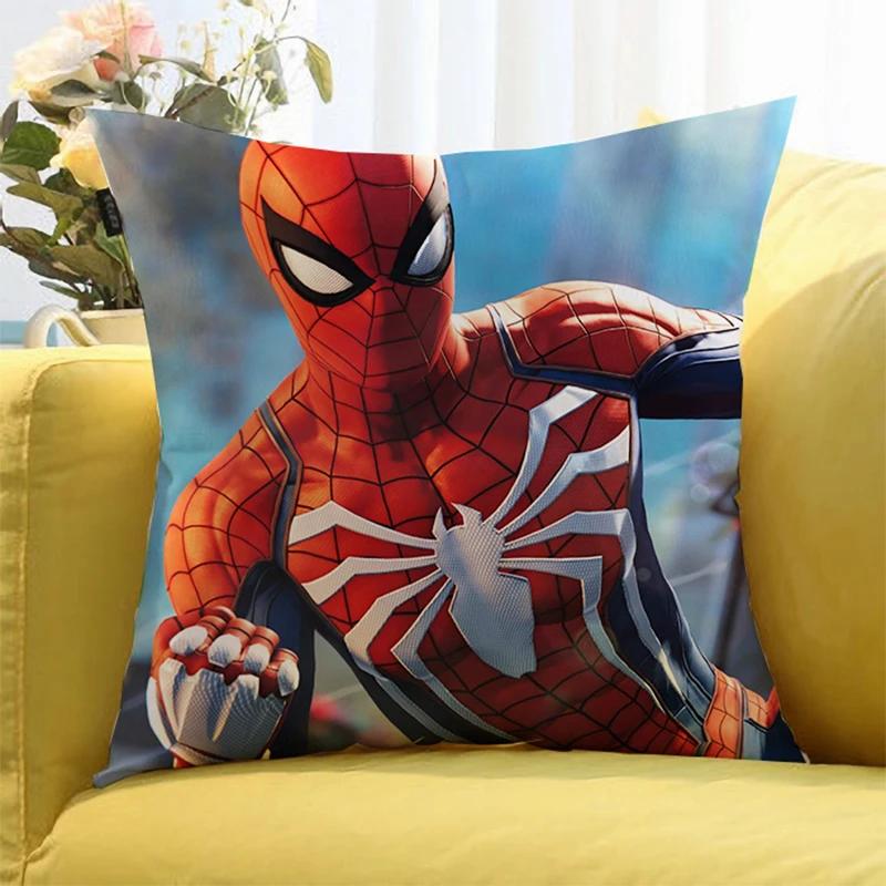 Federa Cuscino con Stampa di Figure Anime Marvel's Spider Man Cartone Animato Decorativa per Divano Casa Stampa Double-sided Federa Cuscino Carina