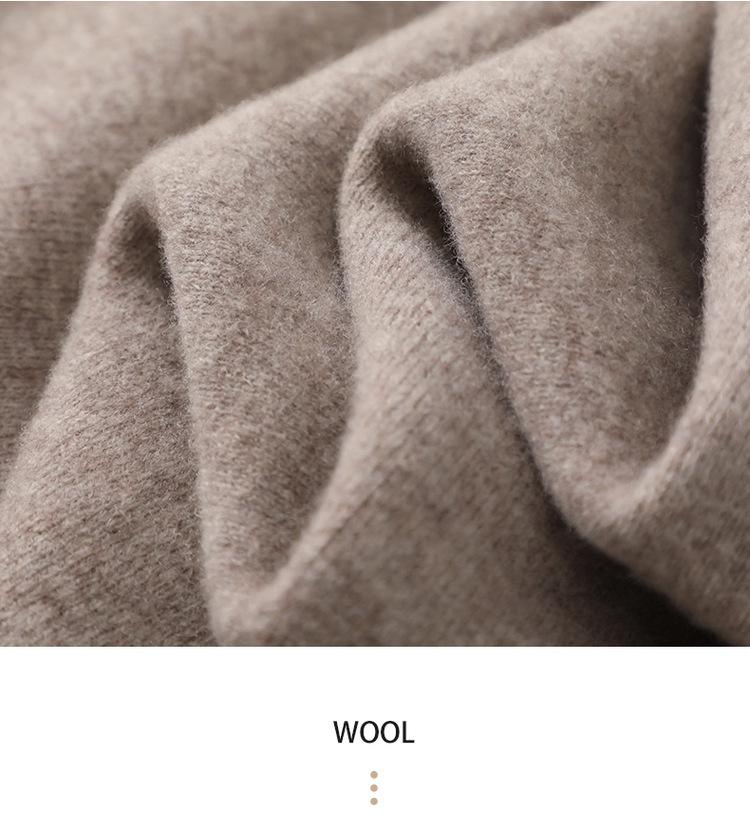 Men's 100% Pure Wool Knit Polo Collar Cardigan – Thickened, Fashionable, Zipper-Front Sweater for Business & Casual Wear.