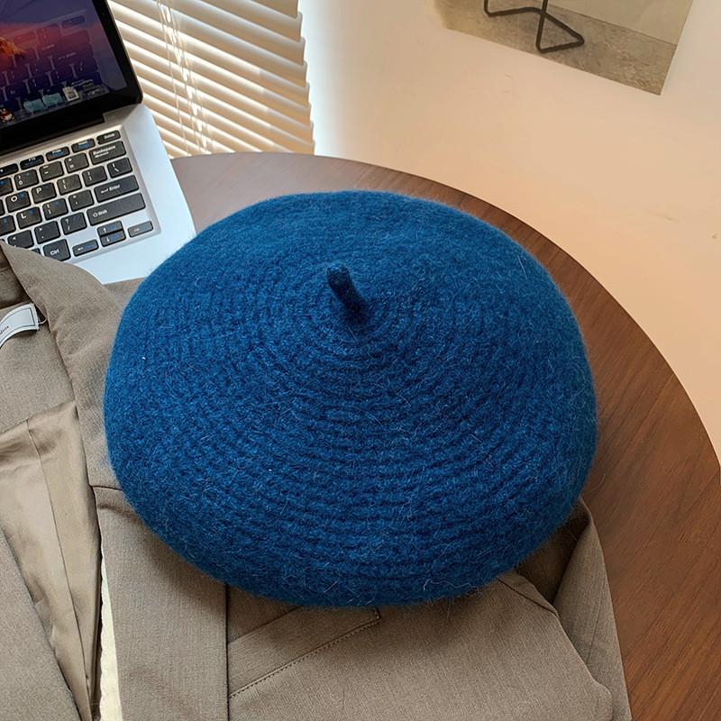 Warm Beret Comfortable For Women Fashionable Cotton Hat In Black Blue And More