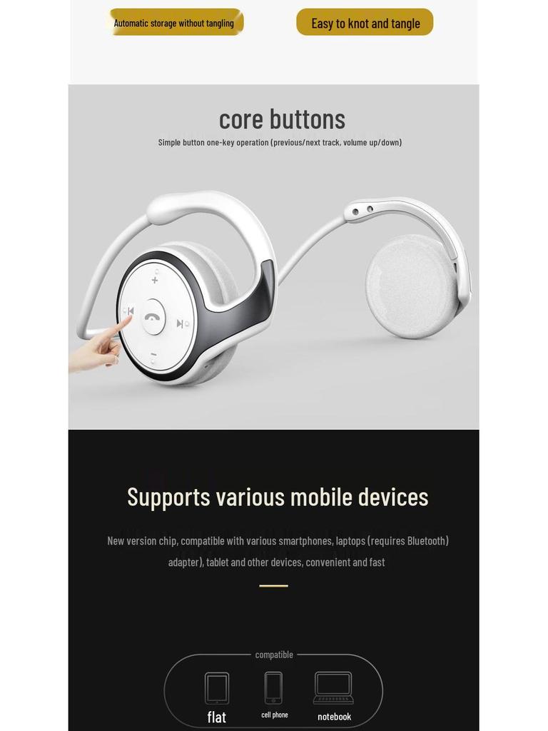 Wireless Foldable Sports Bluetooth Headphones with Free Shipping – Supports Calls, Music, English & Chinese