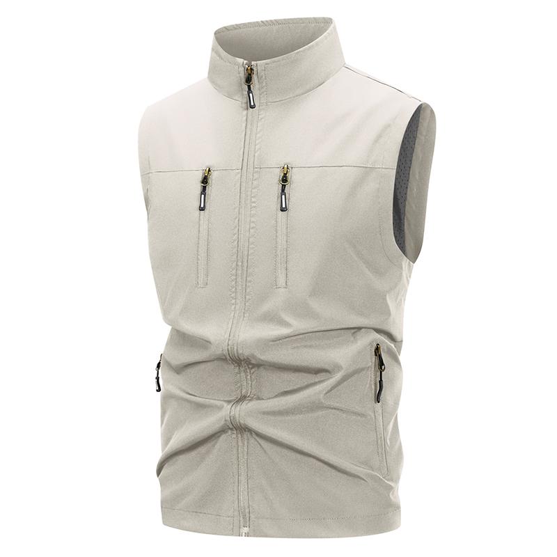Men's Lightweight Softshell Vest with Zipper Pockets Windproof Sleeveless Jacket for Hiking Golf Outdoor Outwear Windbreaker