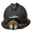 Capacete de segurança antiestático com lanterna integrada para mineração e pesca noturna.