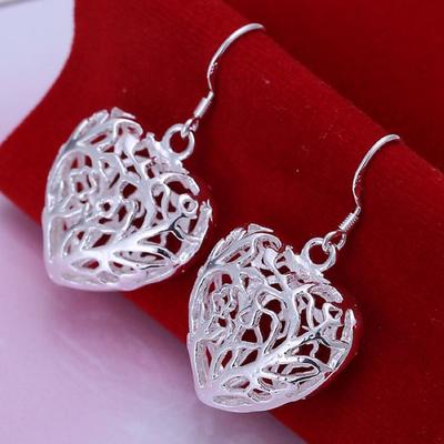 Orecchini in argento 925 Elementi Abbastanza belli Bellissimi gioielli con orecchini pendenti a cuore cavo da matrimonio