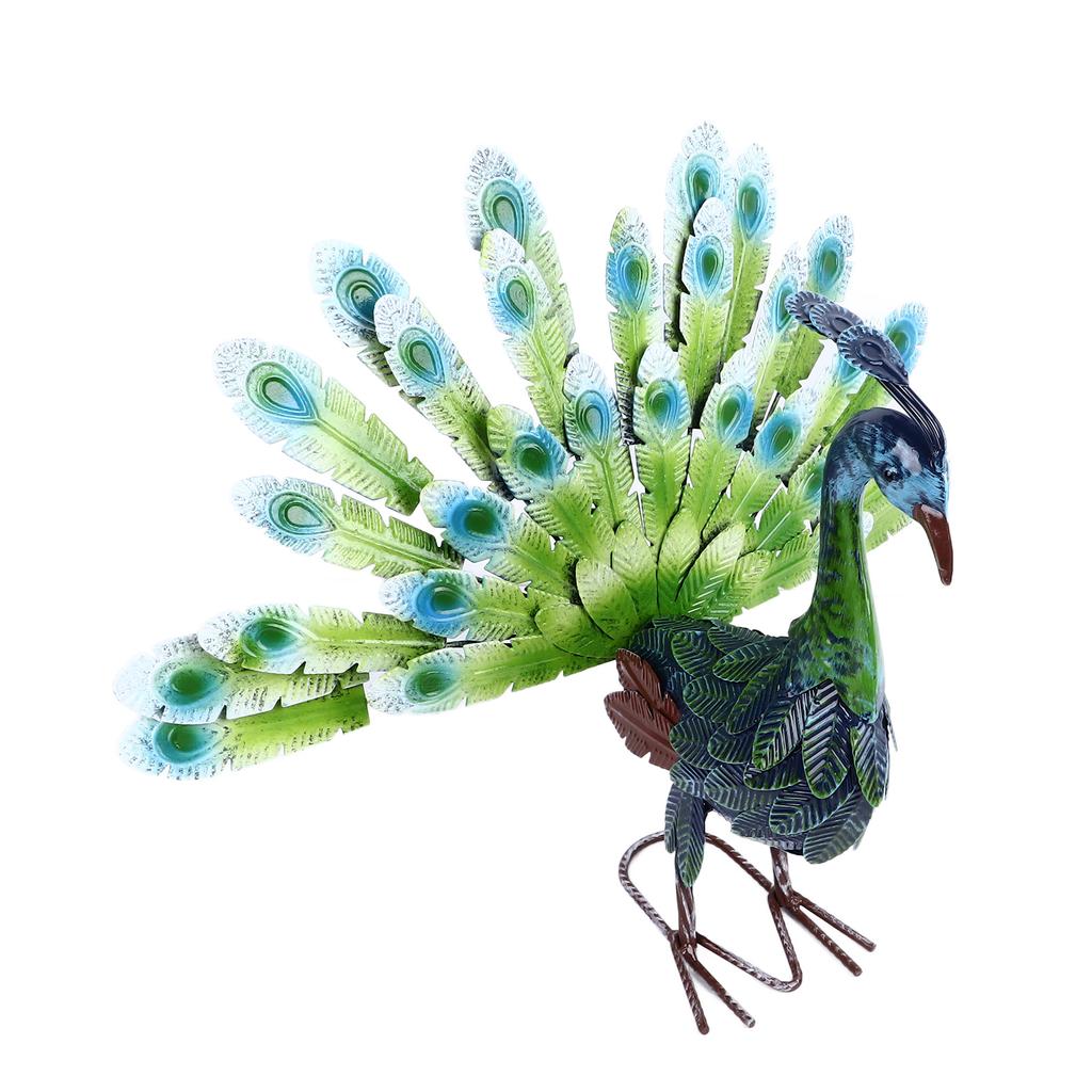 Metal Peacock Statue Realistic Easy DIY Assembly Beautiful Peacock Statue Ornament for Outdoor