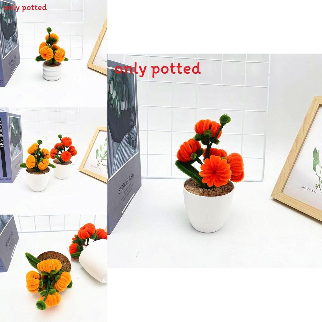 5 Pcs Pumpkin Plush Twisted Stick Potted For Living Room And Photography Props