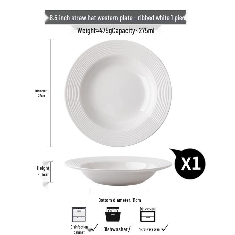 Zhaoran 8.5-inch Ceramic Straw Hat Dinner Plate