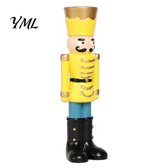 Christmas Gift for Kids Nutcracker Resin Candle Holder, Pastel Soldier Figurine Fireplace Decorations Desk Shelf, Festive Home Tabletop Decor, Holiday