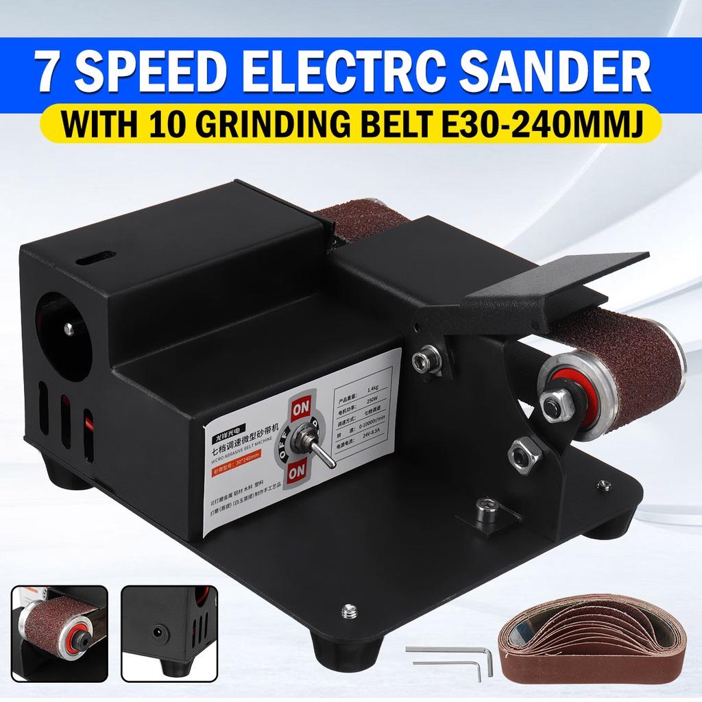 24V-8.5A 250W Multifunctional Grinder Mini Electric Belt Sander DIY Polishing Grinding Machine 30-240mm