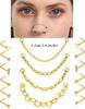 Nose Chain Piercing Across Double Nose Stud Chain CZ Heart Ball L Shaped Nose Chain Nostril Piercing Jewelry 20G Gold Tone