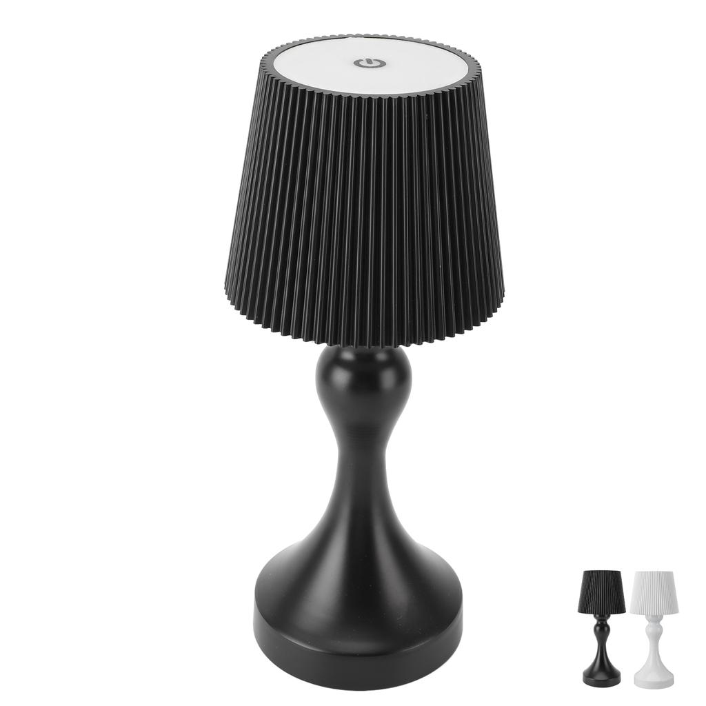 LED Cordless Table Lamp Iron Plastic Pleated Touch Control Stepless Dimmable USB Rechargeable Nights