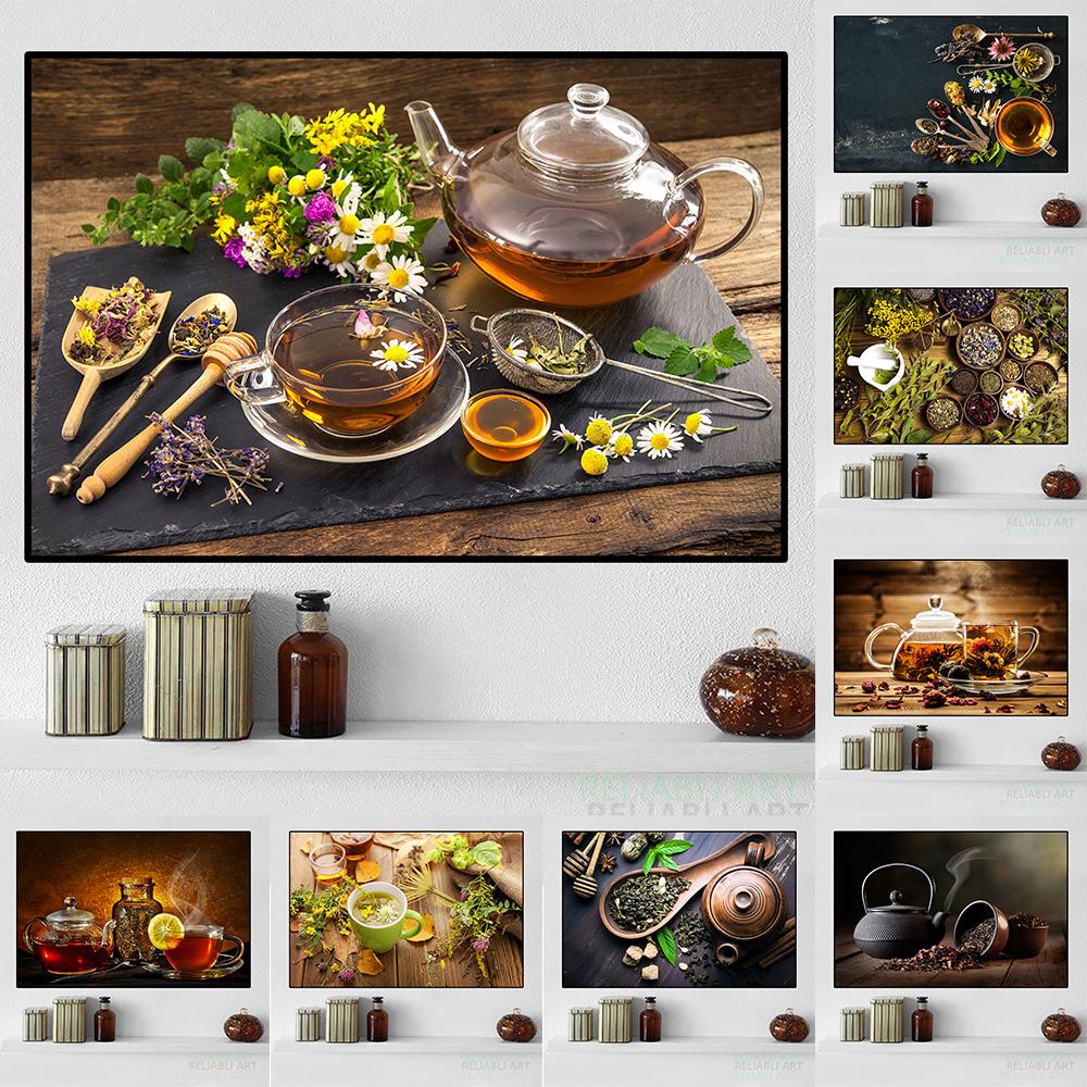 

Глинтвейн, травяной чай, HD фотографии, холст, картина, листья травяного чая, цветочный чай, плакаты и принты для декора стен гостиной