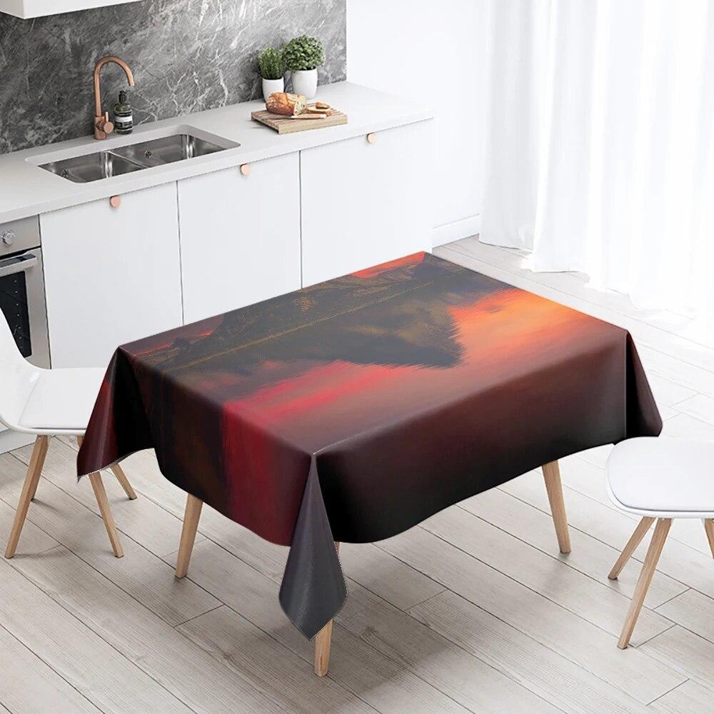 Natural Scenery Tablecloth Landscape  Anti-fouling Waterproof Rectangular Kitchen Dining Table Home Decoration
