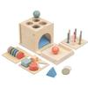 Holz Montessori Farb-Sortierbox für Kleinkinder, 4-in-1 Sensorikspielzeug Formensortierer Bildung für Baby Kleinkind Drop Busy Box
