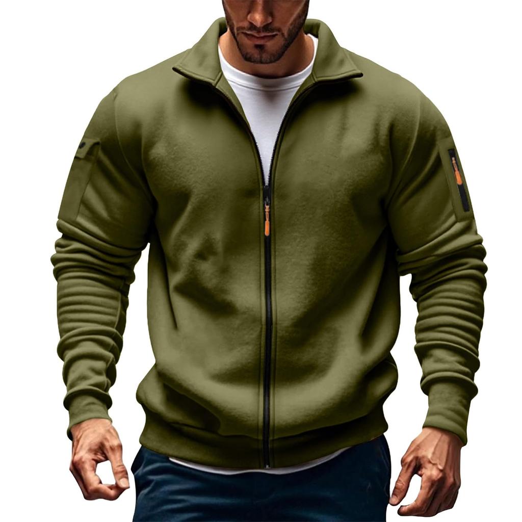 Mens Full Zip Sweatshirts And Tall Casual Stand Collar  Workout Jackets Outdoor Lightweight Athletic Coat