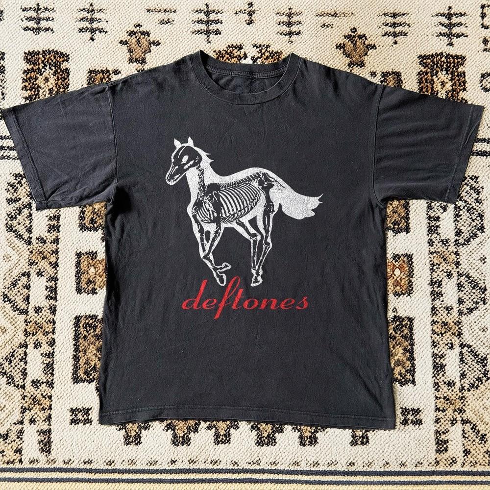 Vintage Deftones White Pony Skeleton Horse TShirt Rock Metal Band Graphic Tee Unisex T-Shirt L