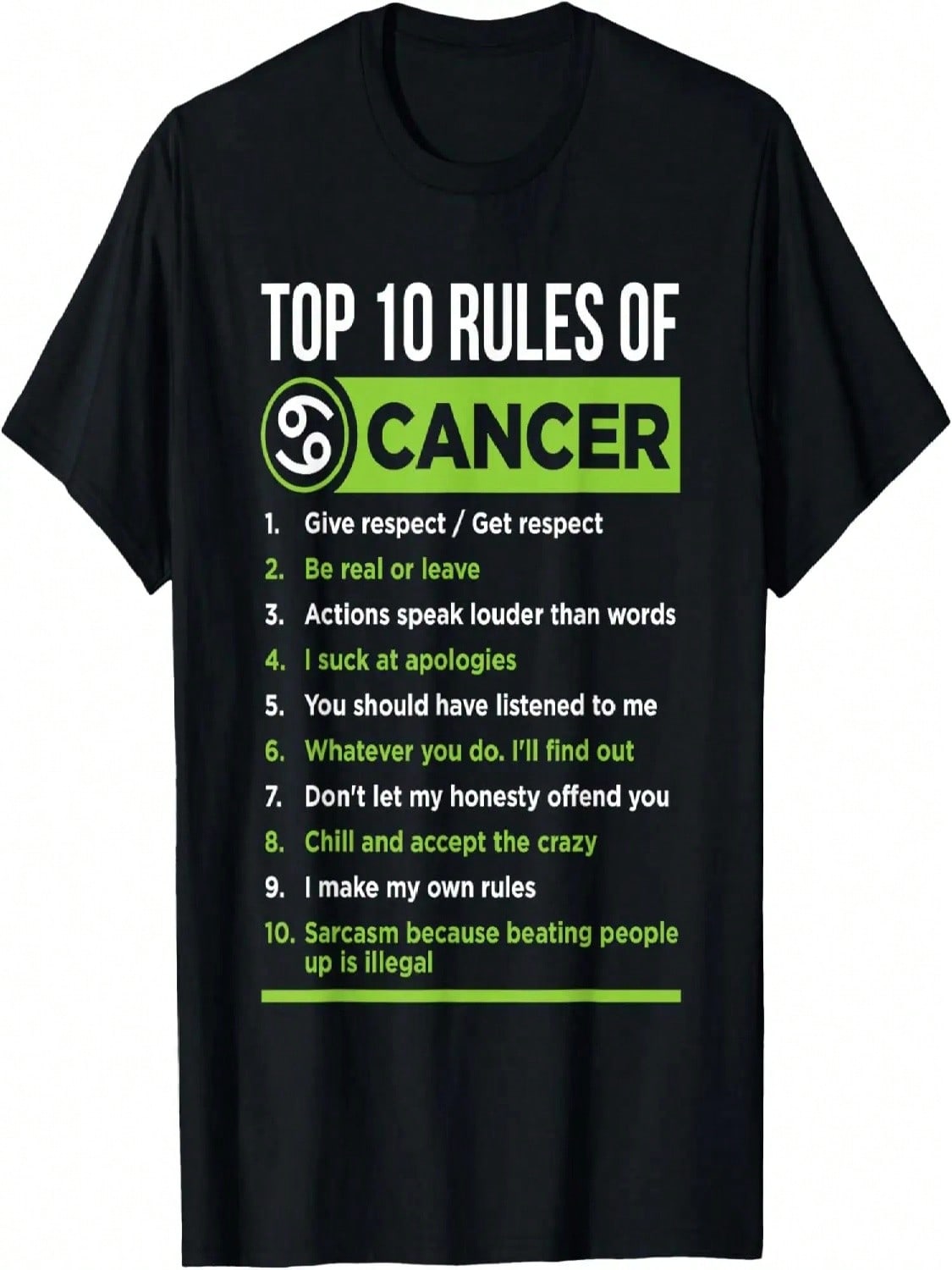 Top 10 Rules Of Cancer Zodiac Facts Features Horoscope T-Shirt S разноцветный