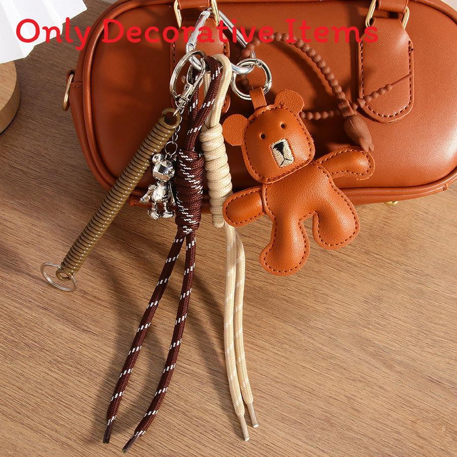 Miu Cartoon Bear Bag Charm With Handmade Fabric Keychain For Fashionable Bags