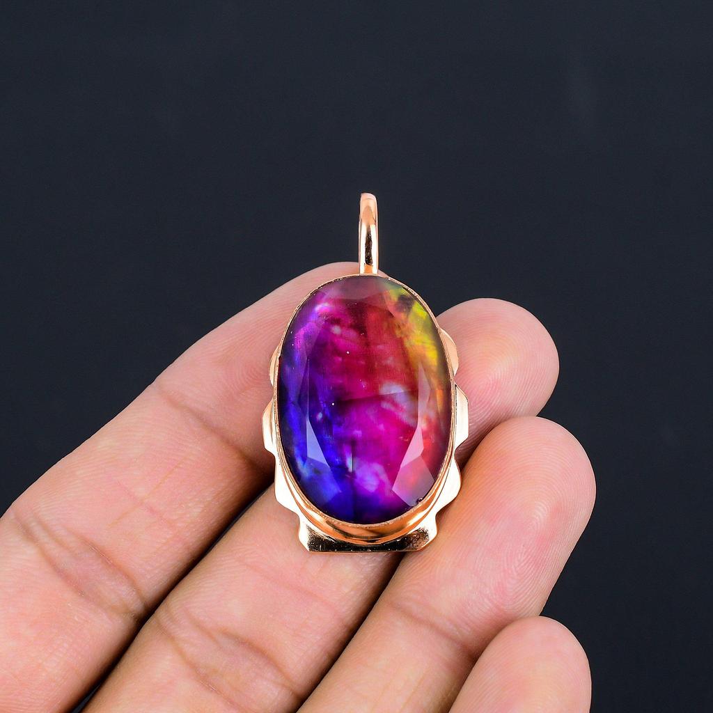 Pietră prețioasă ammolit Bijuterii din cupru lucrate manual Pandantiv pentru cadou de nuntă