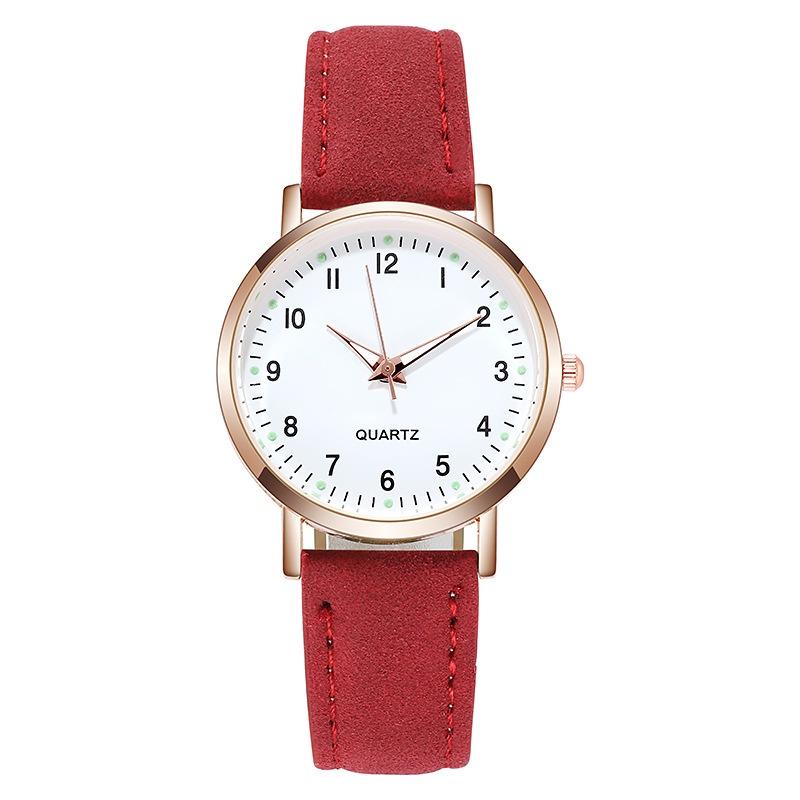Male Female Analog Quartz Wrist Watch Student Glow Leather Strap Style Casual