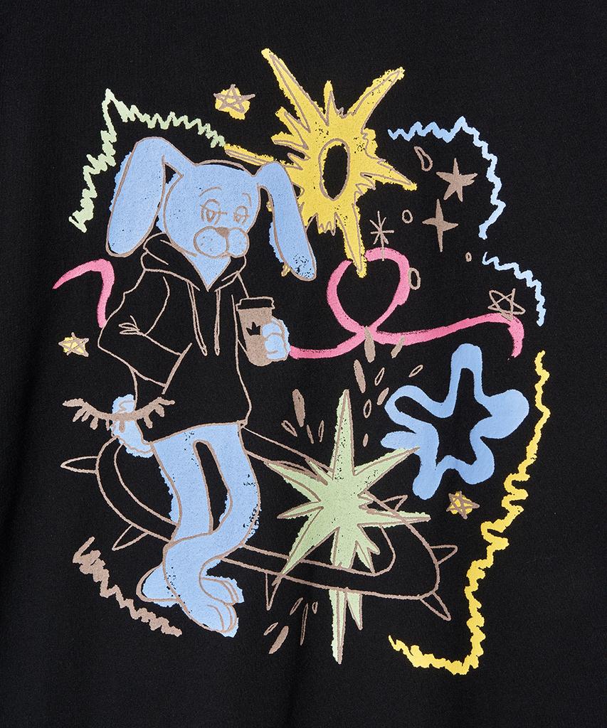 GAKKAI UNIONS Bunny Drawing Short Sleeve T-Shirt Black