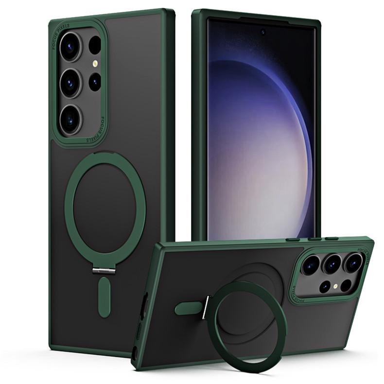 Suitable for Samsung S23 New Magnetic Bracket Protective Case S25ultra Supports Magnetic Wireless Charging Mobile Phone Case