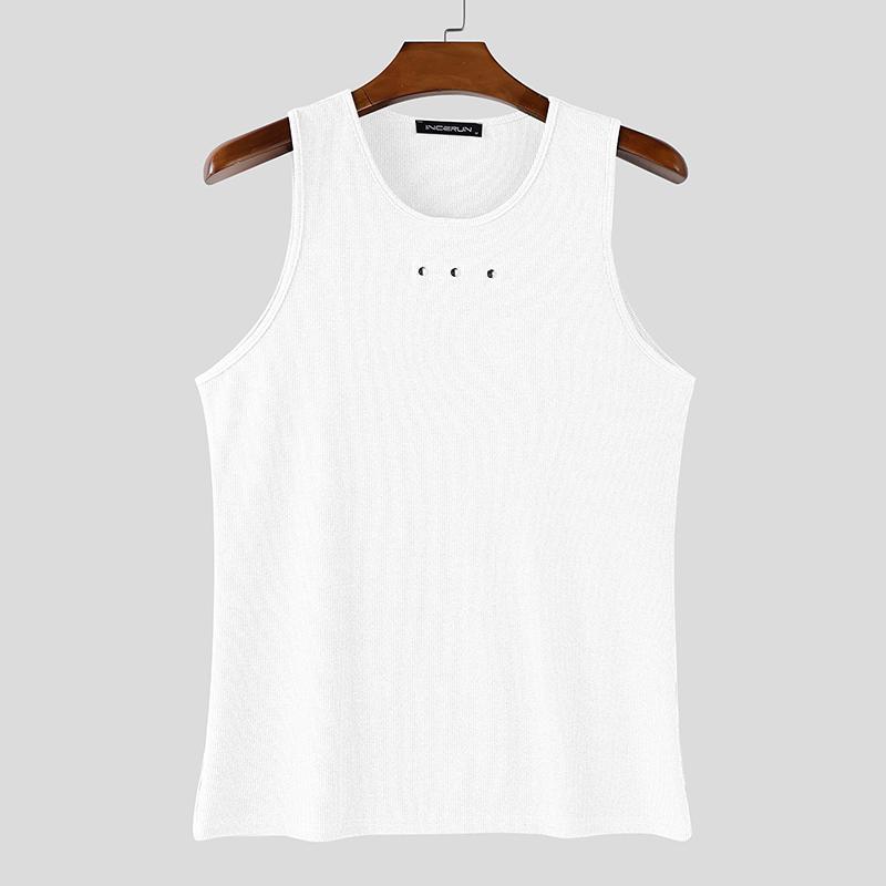 

INCERUN Men O Neck Sleeveless Casual Sport Rib Tank Tops Undershirts 2XL белый